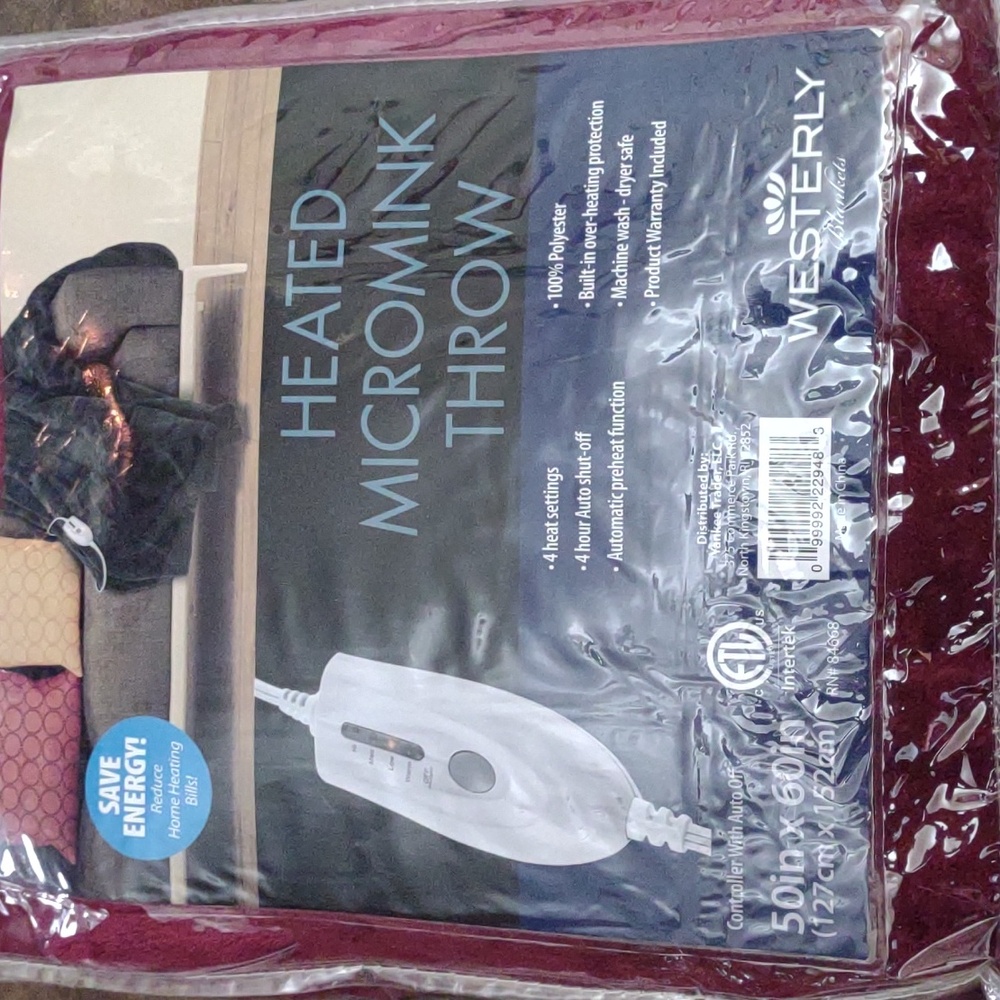Heated micromink throw